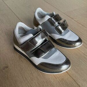 Rare, unique-- and adorable! Max Mara silver sneakers, sz. 5 or 35